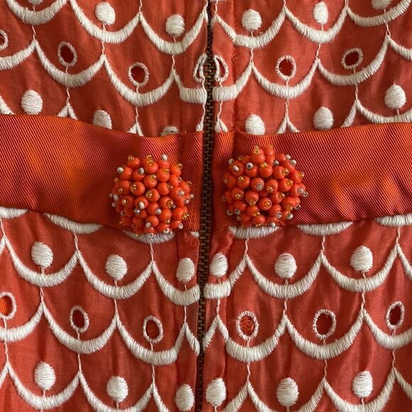 Anthropologie Leifsdottir Dress Sweet Tangelo Orange White Tiered Dress Size 2 - Picture 9 of 12